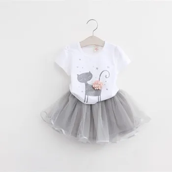 DFXD 2017 Summer Children Clothes 2-7Years Baby Girls White Short Sleeve Cute Cat Print Cotton T-Shirt+Lace Tutu Skirt Girls Set
DFXD 2017 Summer Children Clothes 2-7Years Baby Girls White Short Sleeve Cute Cat Print Cotton T-Shirt+Lace Tutu Skirt Girls Set