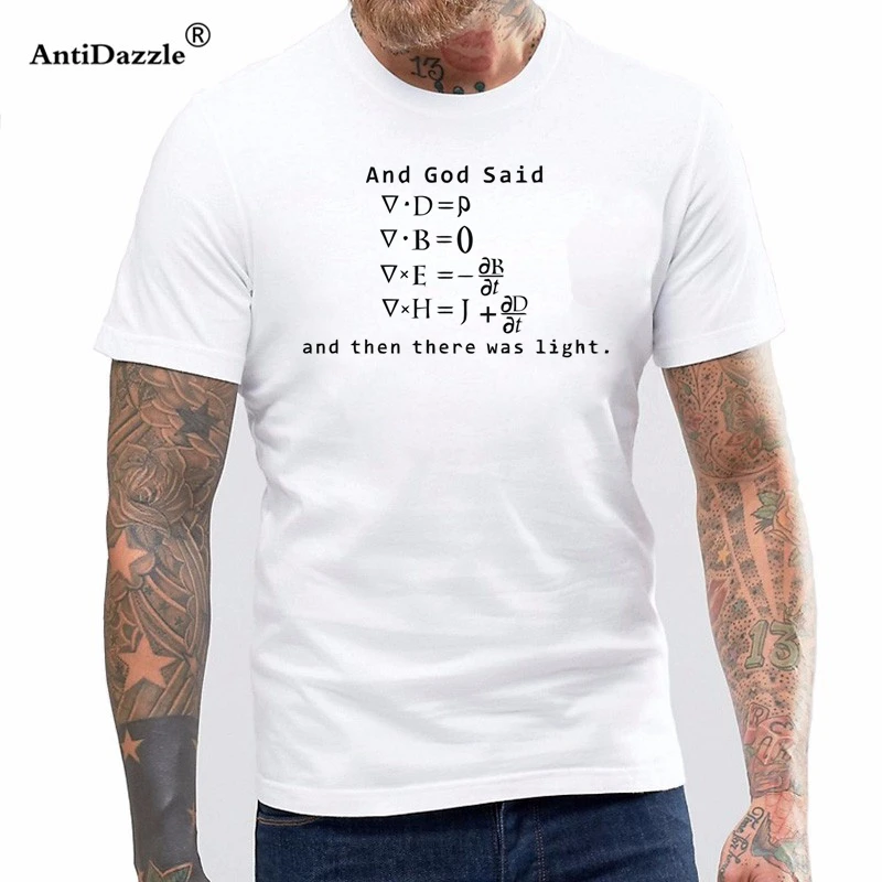 Funny God Said Maxwell Equations and Then There Was Light T Shirt Cotton Short Sleeve T-shirts Men Top Tees Camisetas Masculina
Funny God Said Maxwell Equations and Then There Was Light T Shirt Cotton Short Sleeve T-shirts Men Top Tees Camisetas Masculina
