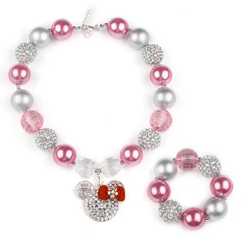 Kids Princess pink Mickey pendant Cute Necklace bracelet set children's Necklace handmade acrylic Chunky Bubblegom jewelry NL015
Kids Princess pink Mickey pendant Cute Necklace bracelet set children's Necklace handmade acrylic Chunky Bubblegom jewelry NL015