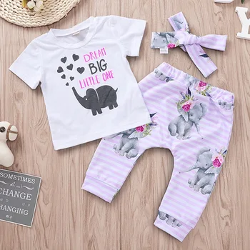 New Girls Clothing Set Infant White Elephant Printed T-shirt with Striped Pants with Headband Toddler Girls Outfit
New Girls Clothing Set Infant White Elephant Printed T-shirt with Striped Pants with Headband Toddler Girls Outfit