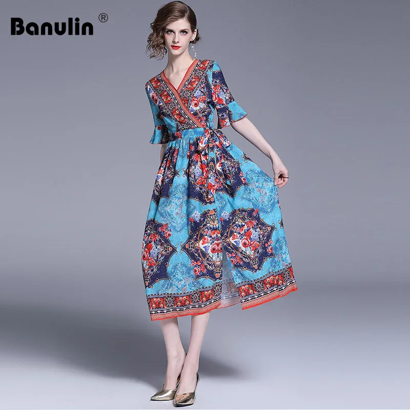 Banulin 2019 Summer High Quality Runway Women Boho Maxi Dress Short Sleeve Designer Floral Print Sash Slim Holiday Long Dress
Banulin 2019 Summer High Quality Runway Women Boho Maxi Dress Short Sleeve Designer Floral Print Sash Slim Holiday Long Dress