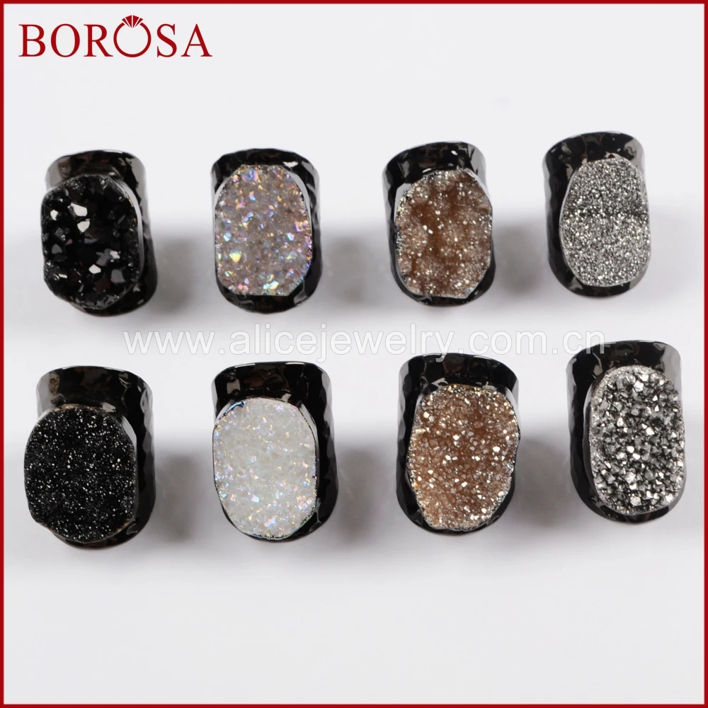 BOROSA Gun Black Color Rainbow Titanium Druzy Ring,New Fashion Adjustable Ring Druzy Gems for Women B0890
BOROSA Gun Black Color Rainbow Titanium Druzy Ring,New Fashion Adjustable Ring Druzy Gems for Women B0890