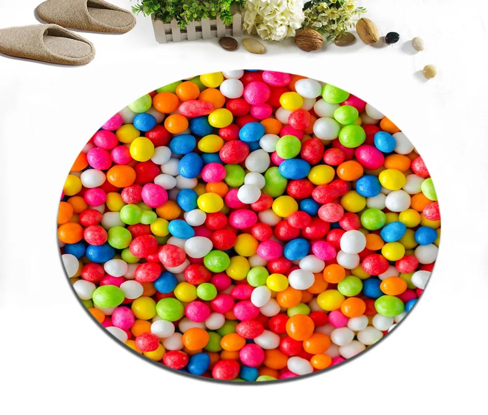 Разноцветные Круглые напольные коврики в виде желейных бобов для детской