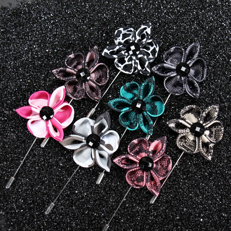 

Free shipping , 20 pcs/lot , Men's Petal Ribbon Flower Zebra Print Lapel Pin