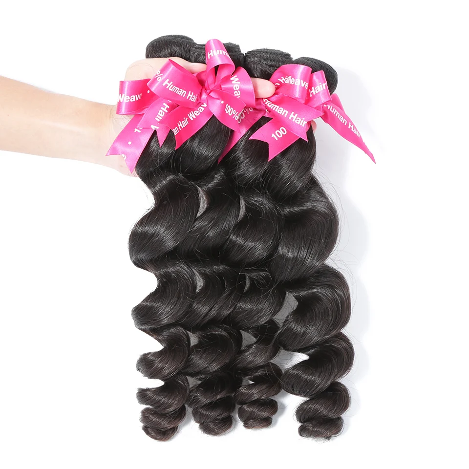 

Luvin Peruvian Loose Wave Virgin Hair Weft 4 Pcs/Lot 100% Unprocessed Human Hair Weave Bundles Soft Hair No Shedding No Tangles