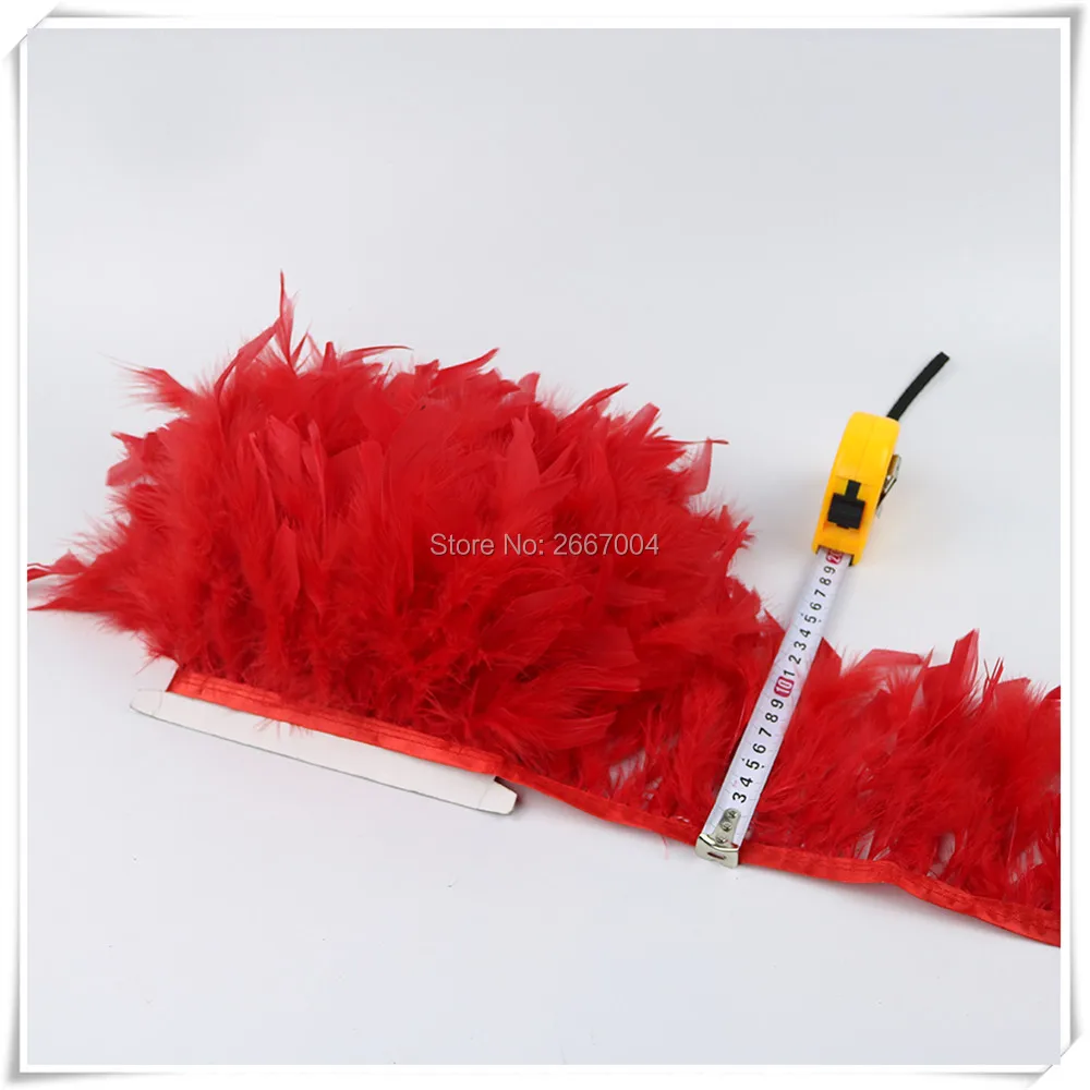 3 red chandelle turkey feather trims 5