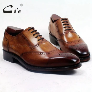 

cie square toe medallion lace-up oxford patina brown full grain calf leather men shoe goodyear welted bespoke handmade shoeox506