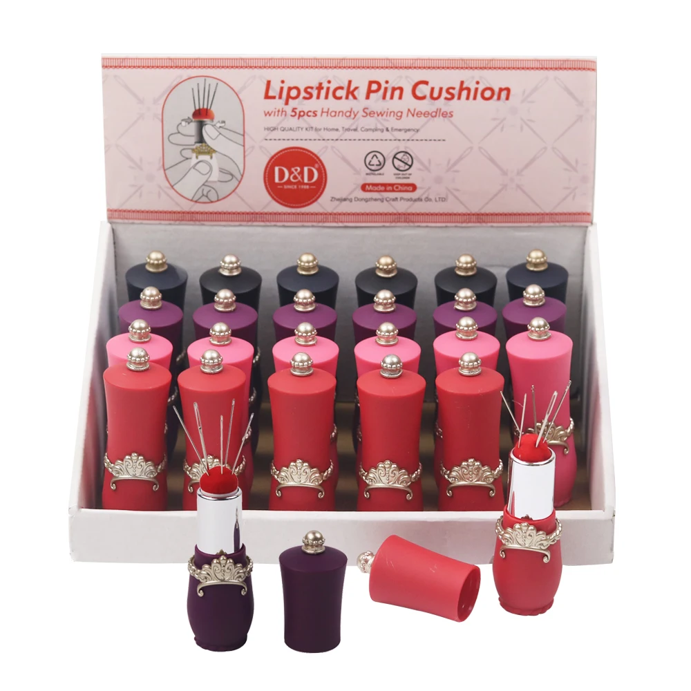 24pcs/Set DIY Craft Lipstick Shaped Needles Pin Cushion with 5 Sewing Needles Pincushion Rotatable Needle Holder Sewing Tool
24pcs/Set DIY Craft Lipstick Shaped Needles Pin Cushion with 5 Sewing Needles Pincushion Rotatable Needle Holder Sewing Tool