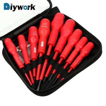 DIYWORK 9 Pcs/set Slotted Phillips Screwdriver Set Insulated Screwdriver Electrician Dedicated Magnetic Precision CR-V 1000V
DIYWORK 9 Pcs/set Slotted Phillips Screwdriver Set Insulated Screwdriver Electrician Dedicated Magnetic Precision CR-V 1000V