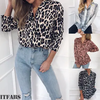 2019 New Women Fashion Casual Blouse Shorts Tops Leopard Print Long Sleeve Single Breasted Loose Clothes
2019 New Women Fashion Casual Blouse Shorts Tops Leopard Print Long Sleeve Single Breasted Loose Clothes