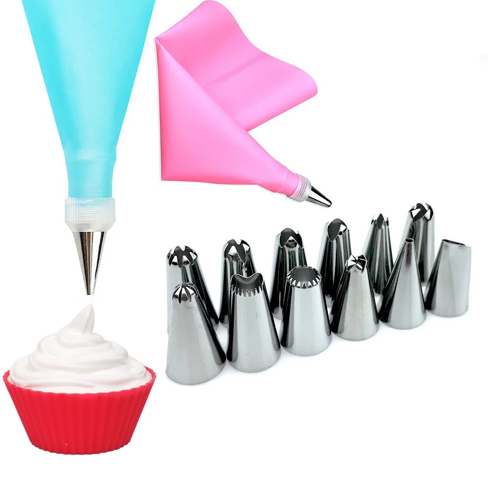 14 Pcs/Set Silicone Icing Piping Cream Pastry Bag +12PCS Stainless Steel Nozzle Pastry Tips Converter DIY Cake Decorating Tools
14 Pcs/Set Silicone Icing Piping Cream Pastry Bag +12PCS Stainless Steel Nozzle Pastry Tips Converter DIY Cake Decorating Tools