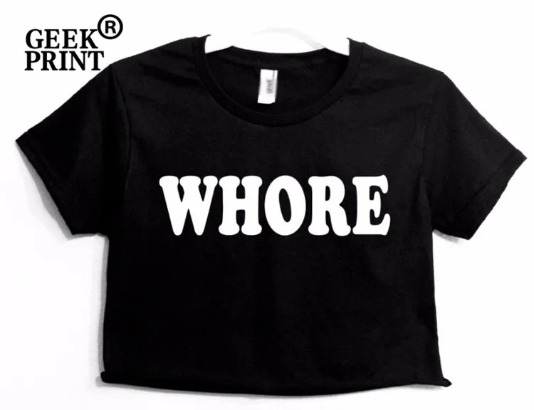 Whore Logo Print Women Summer Crop Top Short t shirt Sexy Slim Funny Top Tee Fangirl Gifts Tumblr Dropshipping
Whore Logo Print Women Summer Crop Top Short t shirt Sexy Slim Funny Top Tee Fangirl Gifts Tumblr Dropshipping