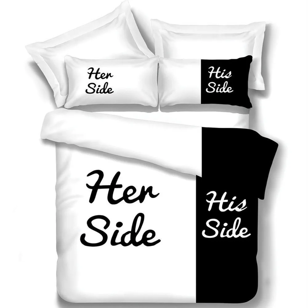 FUYA Lover Black/White His and Her Side Queen King Bed Size 3/4-Piece Duvet Quilt Cover Bedding Set
FUYA Lover Black/White His and Her Side Queen King Bed Size 3/4-Piece Duvet Quilt Cover Bedding Set