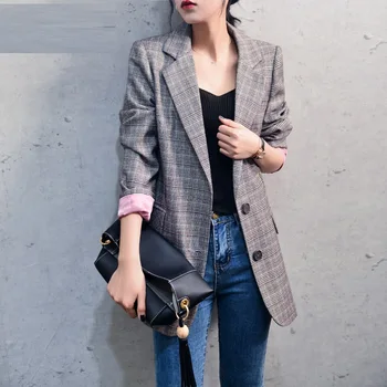 Plaid Blazer Women Jacket Spring Autumn 2018 new casual retro Checkered chic Office Lady Women Blazers and Jackets High Quality
Plaid Blazer Women Jacket Spring Autumn 2018 new casual retro Checkered chic Office Lady Women Blazers and Jackets High Quality