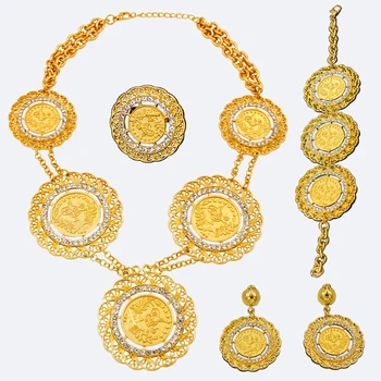 Liffly High Quality Dubai Gold Bridal Jewelry Sets Abaya Coin Necklace Women Crystal African Wedding Costume Ring Earrings Set
Liffly High Quality Dubai Gold Bridal Jewelry Sets Abaya Coin Necklace Women Crystal African Wedding Costume Ring Earrings Set