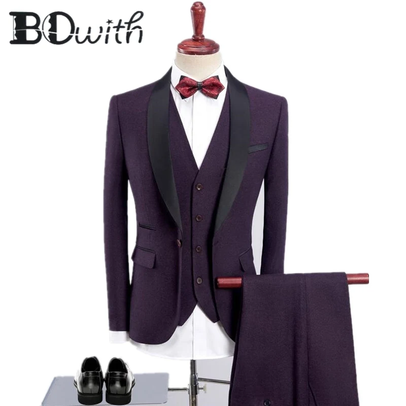 2019 Newest Purple Men Suits Shawl Collar One Button Slim Fit 3 Pieces Jacket+Vest+Pants For Wedding Tuxedos Formal Suits
2019 Newest Purple Men Suits Shawl Collar One Button Slim Fit 3 Pieces Jacket+Vest+Pants For Wedding Tuxedos Formal Suits