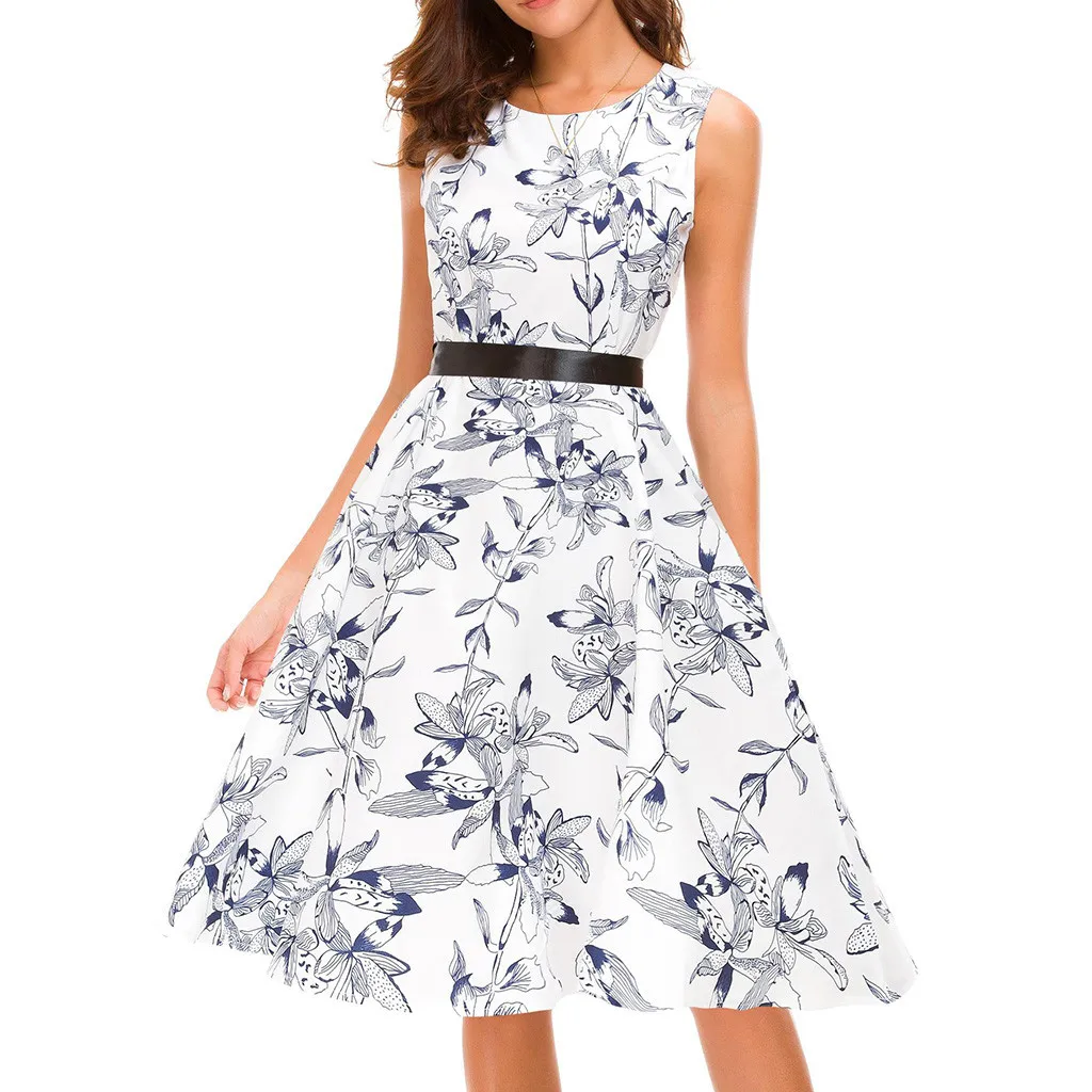 Youthful Summer Clothes For Women Dresses Vintage Print O-Neck Ladies Sundress Sleeveless Ladies Casual Knee-Length Girl Dresses
Youthful Summer Clothes For Women Dresses Vintage Print O-Neck Ladies Sundress Sleeveless Ladies Casual Knee-Length Girl Dresses