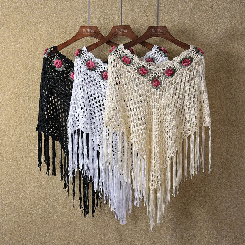 Cape Women High-grade Crochet Hook Flower Fringed Cloak Hollow Out Female 2017 Summer new Irregular Poncho Shawl
Cape Women High-grade Crochet Hook Flower Fringed Cloak Hollow Out Female 2017 Summer new Irregular Poncho Shawl