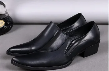New pointed toe fashion leather layer black high-heeled men's shoes increased fashion nightclub bar hairdresser slip-on shoes
New pointed toe fashion leather layer black high-heeled men's shoes increased fashion nightclub bar hairdresser slip-on shoes
