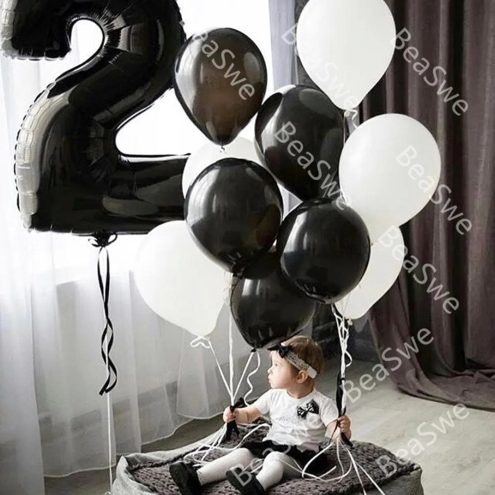 

11 шт./лот, большой размер, 32 дюйма, черные фольгированные воздушные шары с 2 цифрами на день рождения, латексные шарики, украшения для дня рождения мальчика, шарики