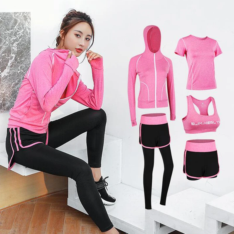 Yoga Sets Women 5-piece set Sport Suit Quick Dry Bra Set Female Short-sleeved shorts long pants Outdoor Sportswear Fitness suit
Yoga Sets Women 5-piece set Sport Suit Quick Dry Bra Set Female Short-sleeved shorts long pants Outdoor Sportswear Fitness suit