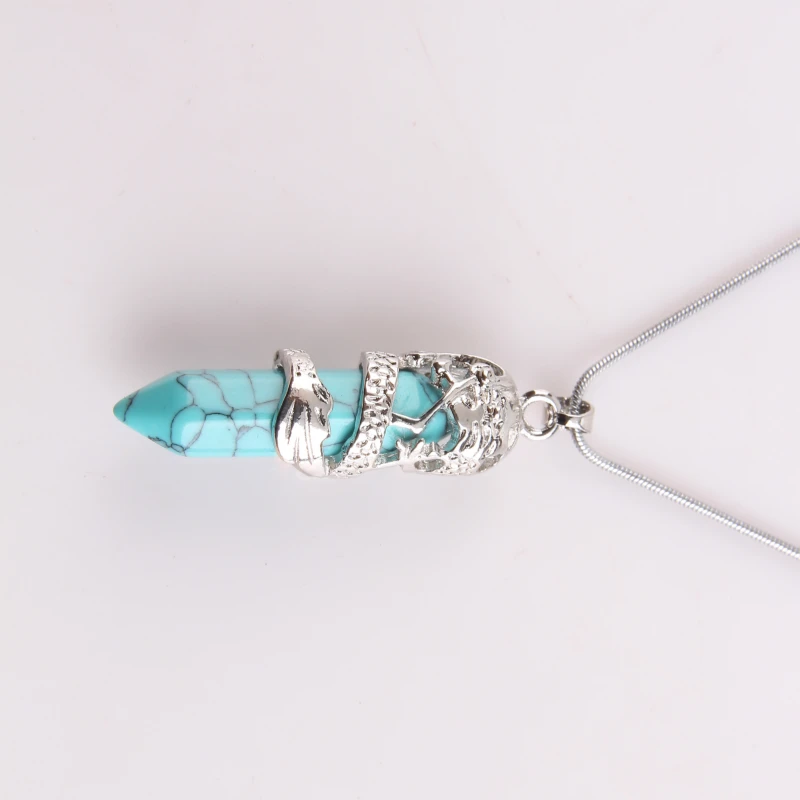 Natural Stone Necklace Turquoises Pendant Bullet Shape Crystal Chinese Dragon Guardian For Gifts
Natural Stone Necklace Turquoises Pendant Bullet Shape Crystal Chinese Dragon Guardian For Gifts