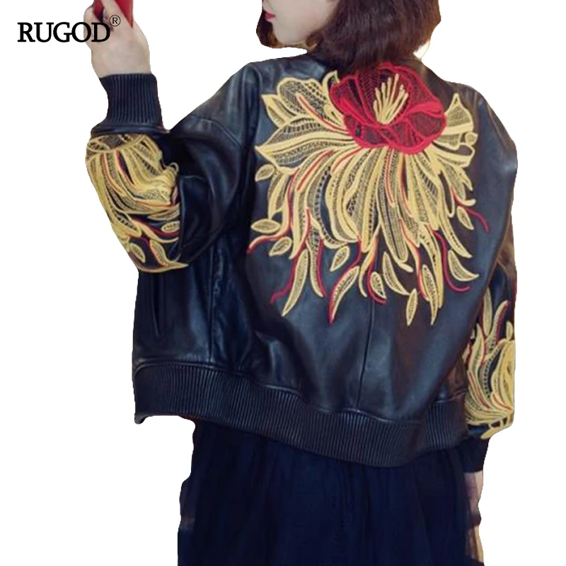 RUGOD 2018 Women Spring Autumn Casual Slim Embroidery Leather Jacket Floral Embroidery Short Bomber Jacket Black Supreme Jackets
RUGOD 2018 Women Spring Autumn Casual Slim Embroidery Leather Jacket Floral Embroidery Short Bomber Jacket Black Supreme Jackets