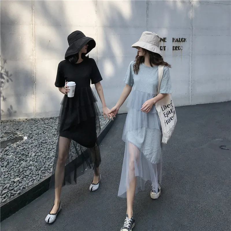 2019 Spring New Korean Style Short Sleeve Cotton Stitching Tulle Women Dresses Irregular Patchwork Layer Dress Free Shipping
2019 Spring New Korean Style Short Sleeve Cotton Stitching Tulle Women Dresses Irregular Patchwork Layer Dress Free Shipping