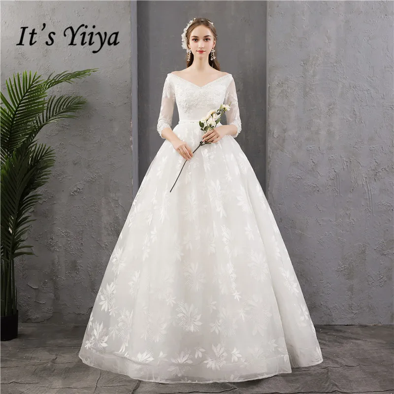 It's YiiYa Wedding Dress 2019 V-neck Half Sleeve Elength White Princess Bridal Ball Gowns Plus Size Long vestido de novia HS320
It's YiiYa Wedding Dress 2019 V-neck Half Sleeve Elength White Princess Bridal Ball Gowns Plus Size Long vestido de novia HS320
