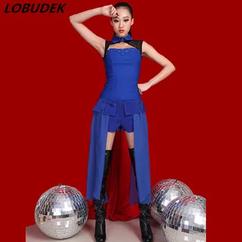 Women Jazz Modern dancing Costume Bar nightclub Leading dancer stage outfits Prom Dance group show blue performance clothes sets
Women Jazz Modern dancing Costume Bar nightclub Leading dancer stage outfits Prom Dance group show blue performance clothes sets