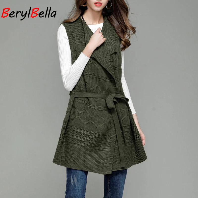 BerylBella New Fashion Long Section Lapel Knitted Cardigan Women Open Stitch Sleeveless Vest Sweater Women Coat Spring Female
BerylBella New Fashion Long Section Lapel Knitted Cardigan Women Open Stitch Sleeveless Vest Sweater Women Coat Spring Female