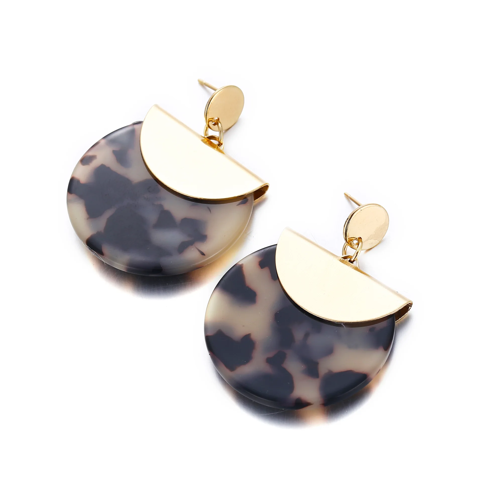 Leopard Grain Large Metallic Geometry Earrings for Women Korean Round Fashion Long Dangle Jewelry Party Gift Gothic | Украшения и