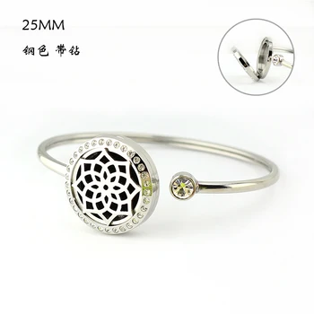 DIY Fashion 25mm Crystal Cuff Flowers Stainless Steel Essential Oil Diffusing Perfume Locket Can Open Locket Bangles
DIY Fashion 25mm Crystal Cuff Flowers Stainless Steel Essential Oil Diffusing Perfume Locket Can Open Locket Bangles