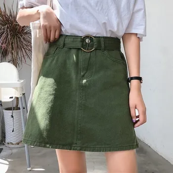 Summer A-Line Jeans Skirt Women Belt Casual Harajuku Denim Skirt Women College Black Red Khaki Wind High Waist Skirt
Summer A-Line Jeans Skirt Women Belt Casual Harajuku Denim Skirt Women College Black Red Khaki Wind High Waist Skirt