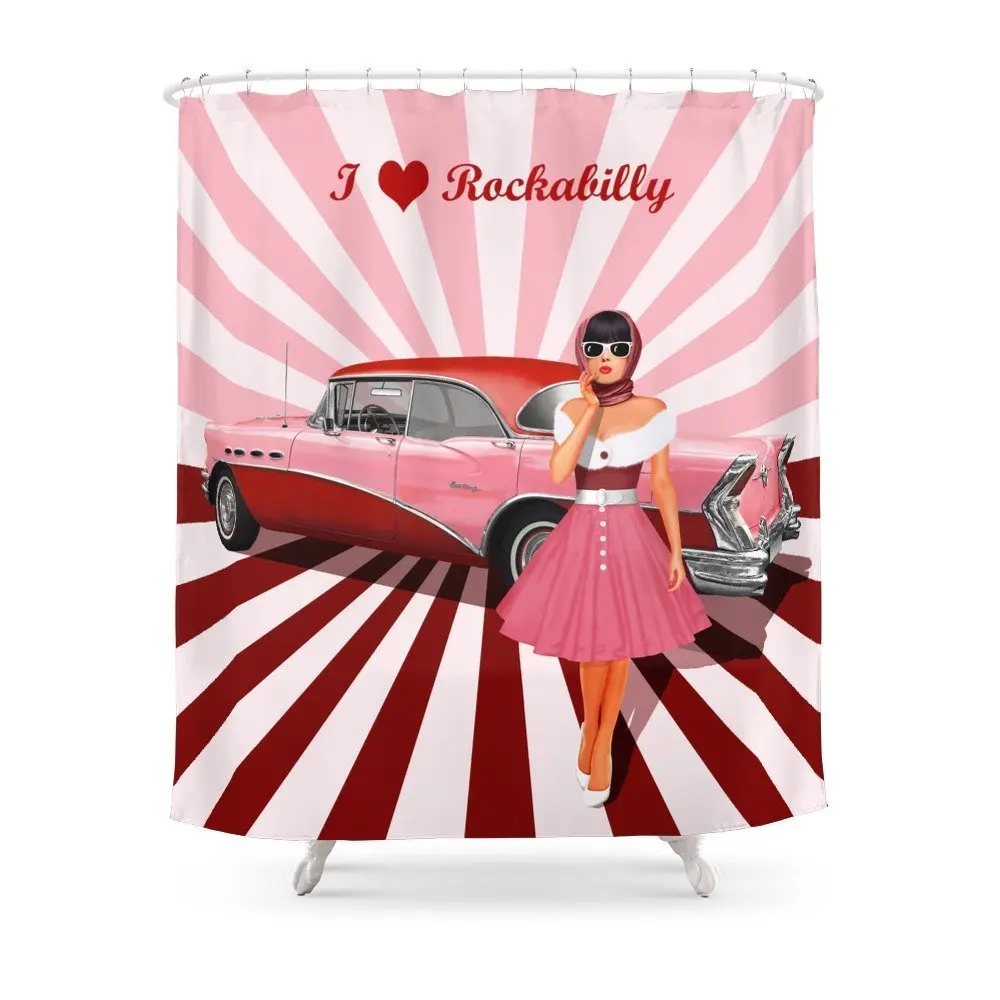 I Love Rockabilly Shower Curtain Polyester Fabric Bathroom Home Decoration Waterproof Print Shower Curtains with Hooks
I Love Rockabilly Shower Curtain Polyester Fabric Bathroom Home Decoration Waterproof Print Shower Curtains with Hooks