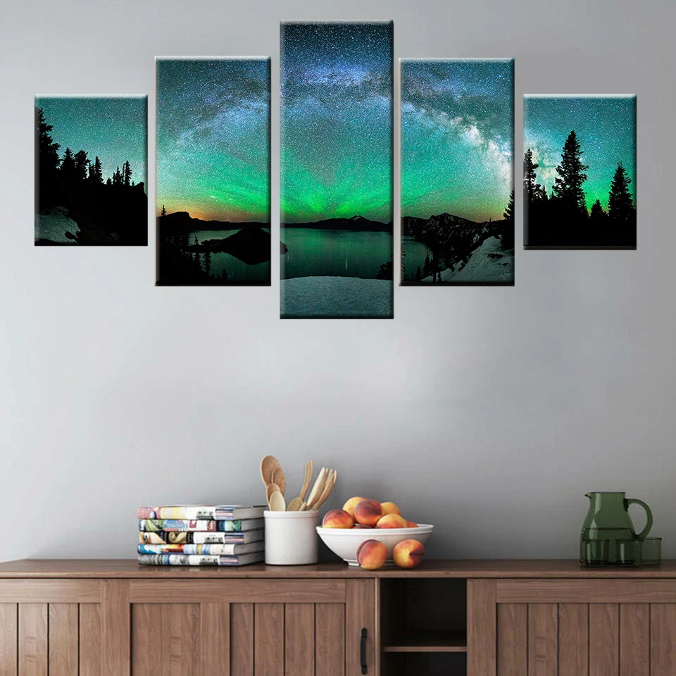 5 panel HD printing wall art canvas living room modern painting Aurora Northern Lights natural landscape poster home decoration
5 panel HD printing wall art canvas living room modern painting Aurora Northern Lights natural landscape poster home decoration