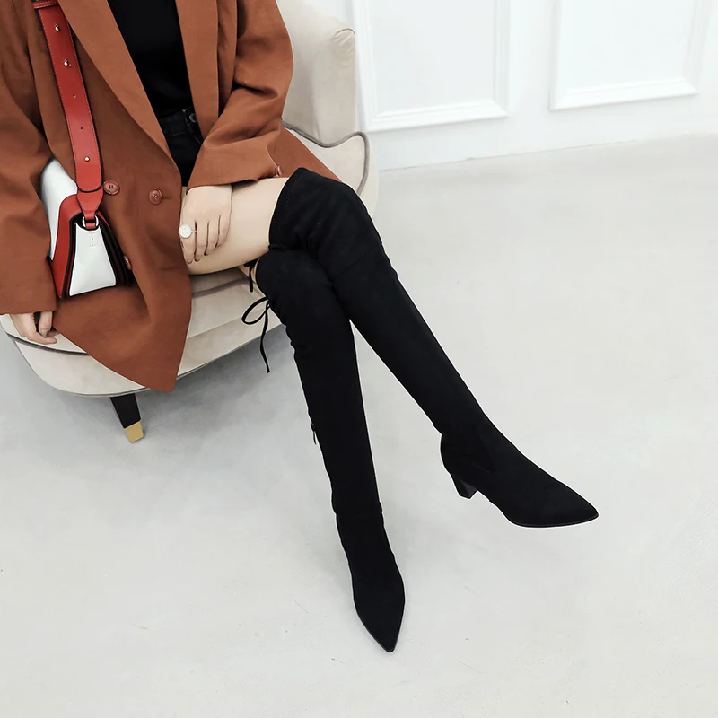 Size 33-43 New 2019 Over the Knee Boots Women Faux Suede Thigh High Boots Platform Stretch Slim Sexy Ladies Women's Winter Boots
Size 33-43 New 2019 Over the Knee Boots Women Faux Suede Thigh High Boots Platform Stretch Slim Sexy Ladies Women's Winter Boots