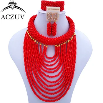 ACZUV Brand Opaque Red African Jewelry Set Nigerian Wedding Beads ART005
ACZUV Brand Opaque Red African Jewelry Set Nigerian Wedding Beads ART005