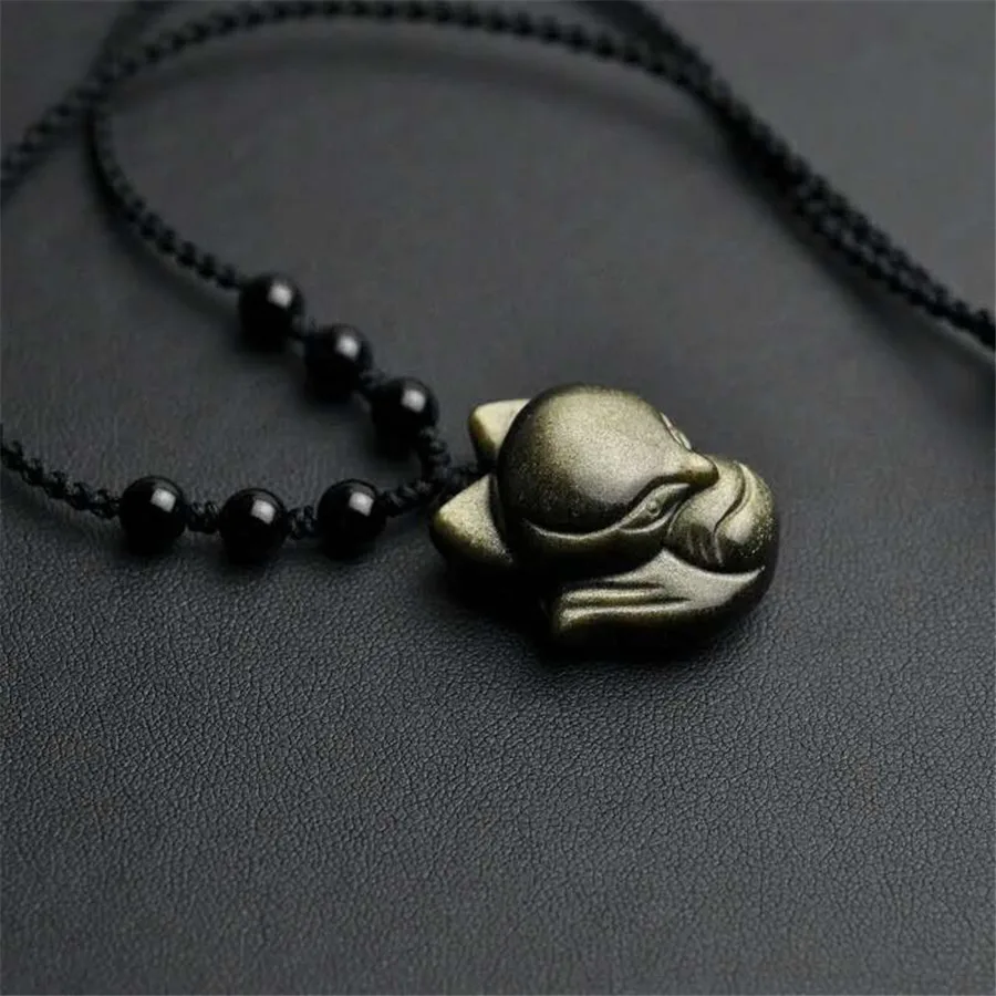 4 Styles Genuine Natural Gold Obsidian Gemstone Carving Design Round Bead Pendant Pi Xiu Woman Men Drop Shipping 45mm (6)