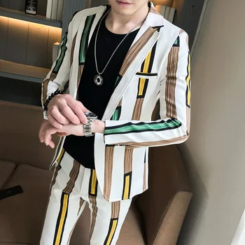 Men's Colored Striped 2 Piece Suit Slim Fit Tuxedo Blazer Jacket Pants Vest Set Groom Wedding Blazer Suits
Men's Colored Striped 2 Piece Suit Slim Fit Tuxedo Blazer Jacket Pants Vest Set Groom Wedding Blazer Suits