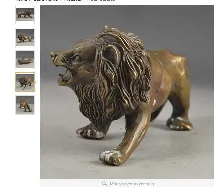 

Art Bronze home decoration Folk Culture carved totem Copper Elaborate Chinese Collectible Copper Lion Statue