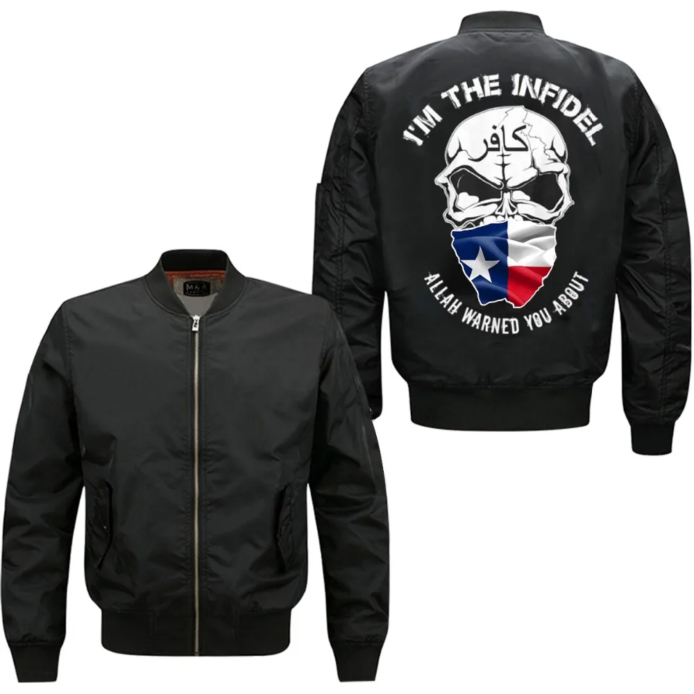 spring autumn flight jacket i'm the infidel allan warned you about print bomber uniform flight jacket USA size
spring autumn flight jacket i'm the infidel allan warned you about print bomber uniform flight jacket USA size