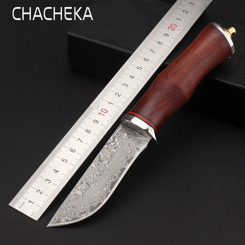 CHACHEKA 67 Layers of Steel Hand Forged Damascus Knife with Leather Scabbard Mahogany Handle Outdoor Hunting Camping Knives
CHACHEKA 67 Layers of Steel Hand Forged Damascus Knife with Leather Scabbard Mahogany Handle Outdoor Hunting Camping Knives