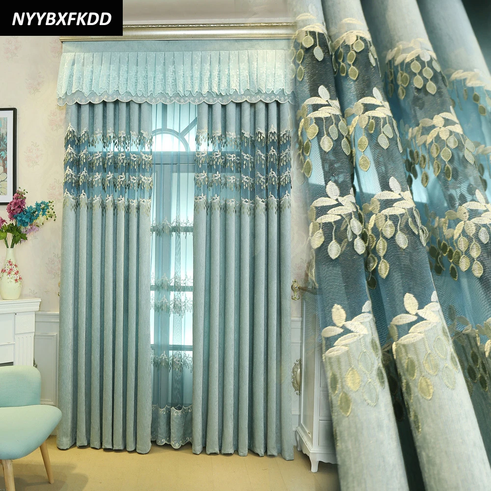Jacquard Modern Semi-shading Decoration Curtains For Living Room Bedroom Window Leaves Tulle | Дом и сад