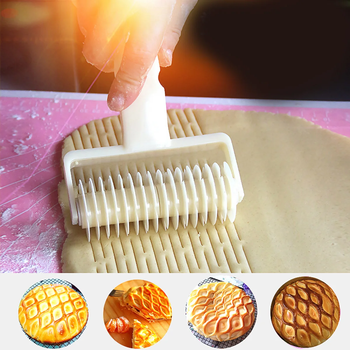 Lattice Roller Cutter Tool Baking Hobbing Tool Cake Baking Mold for Pastry Pizza Pie Cookie (Creamy White)
Lattice Roller Cutter Tool Baking Hobbing Tool Cake Baking Mold for Pastry Pizza Pie Cookie (Creamy White)