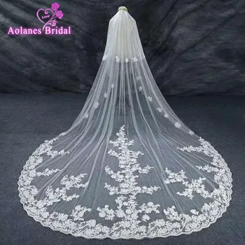 2017 New 3X3.5M Vintage Style Lace Cathedral Wedding Veils Applique Edge Long Two Layer Bridal Veils Custom Made velos de novia
2017 New 3X3.5M Vintage Style Lace Cathedral Wedding Veils Applique Edge Long Two Layer Bridal Veils Custom Made velos de novia