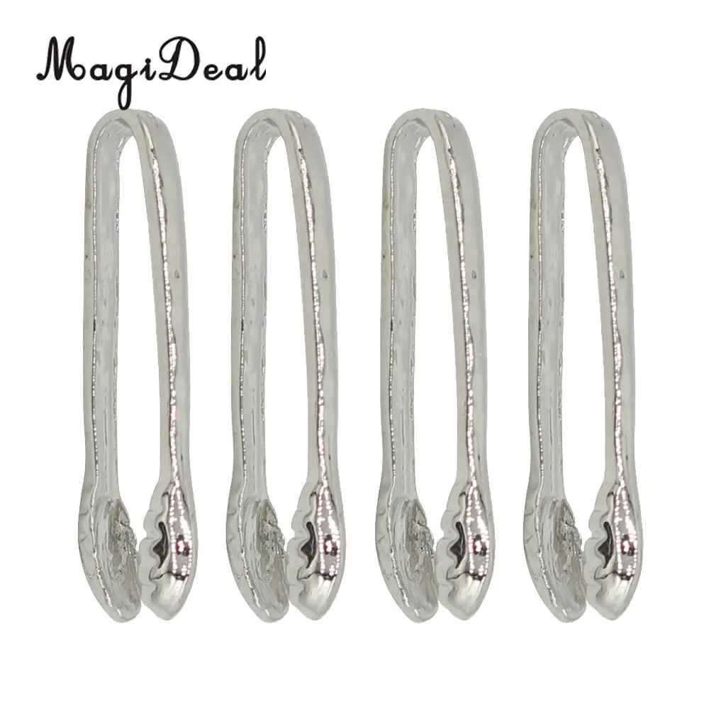 Set of 4 Pieces Miniature Metal Food Clip Tongs Cookware for 1/12 Dollhouse Kitchen Accessories