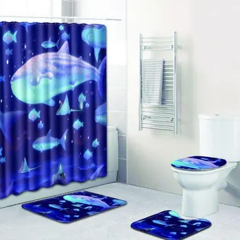 NYAA 4 Pcs Set Summer Beach Starfish Shells Shower Curtain Pedestal Rug Lid Toilet Cover Mat Bath Mat Set For Bathroom Decor
NYAA 4 Pcs Set Summer Beach Starfish Shells Shower Curtain Pedestal Rug Lid Toilet Cover Mat Bath Mat Set For Bathroom Decor