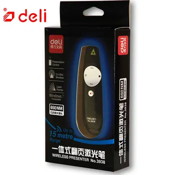 Deli red light laser pointer RF2.4GHz wireless presenter professional laser pen use 2*AAA battery for teaching laser pointer 15m
Deli red light laser pointer RF2.4GHz wireless presenter professional laser pen use 2*AAA battery for teaching laser pointer 15m