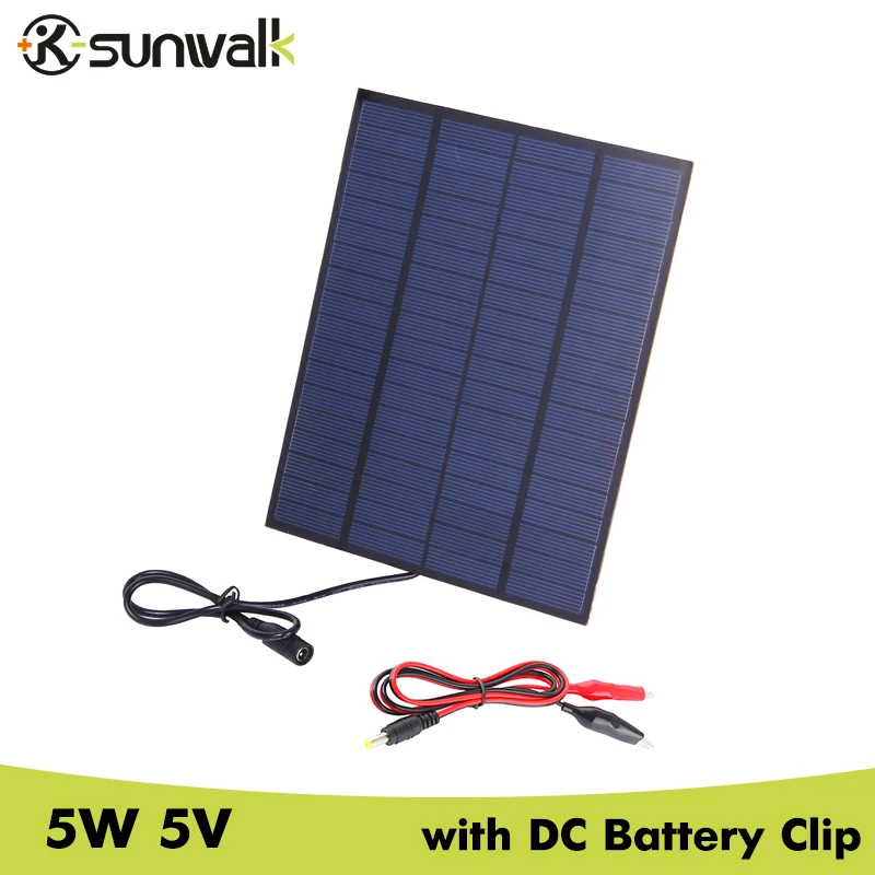 SUNWALK 5W 18V 270mAh Solar Panel Charger with DC 5521 Output Crocodile Battery Clip Solar Charging for Car Battery 12V
SUNWALK 5W 18V 270mAh Solar Panel Charger with DC 5521 Output Crocodile Battery Clip Solar Charging for Car Battery 12V